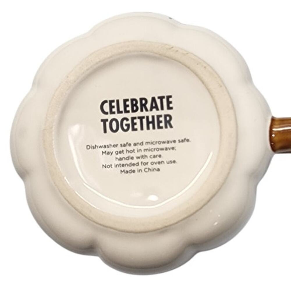 NEW Celebrate Together Fall Floral Pumpkin Figural Stoneware Coffee Hot Tea Mug - Picture 6 of 6